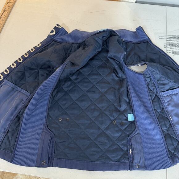 J. McLaughlin 100% Silk Nautical Quilted Vest Sz S Blue Preppy Resort Equestrian - Picture 8 of 13